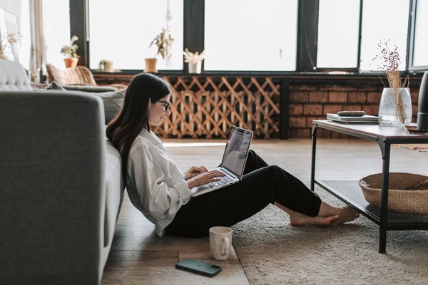 Woman Working On Her WordPress Website