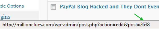 WordPress Post ID on Status Bar