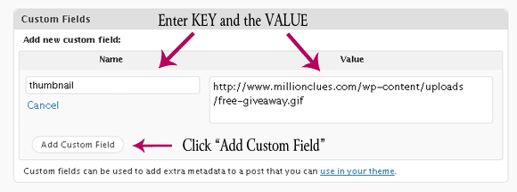 Enter the Key and the value