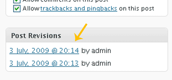 See Post Revisions Towards the end of the Post Editor