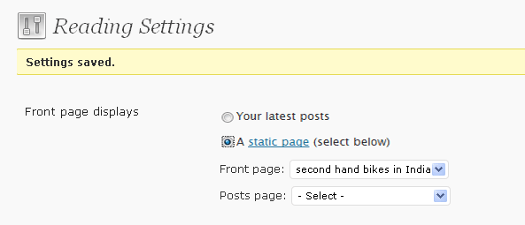 Reading Settings - Static Pages