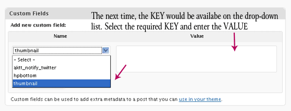 Select the KEY and enter the VALUE